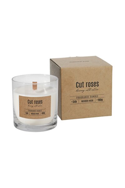 BISPOL Lumanare Parfumata cu Fitil de Lemn, Cut Roses, Timp de Ardere 34 Ore,