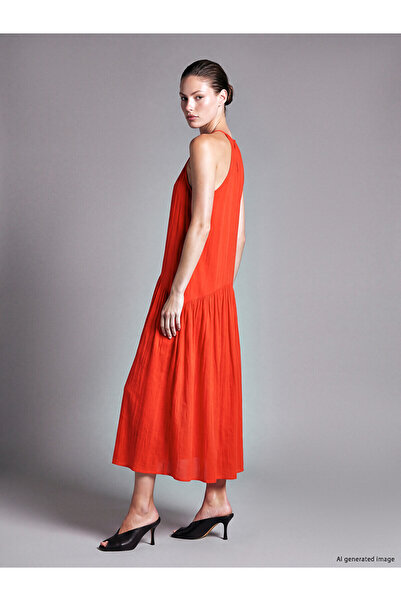 LC Waikiki Nevavm Halter Neck Gathered Dress with a Difference
