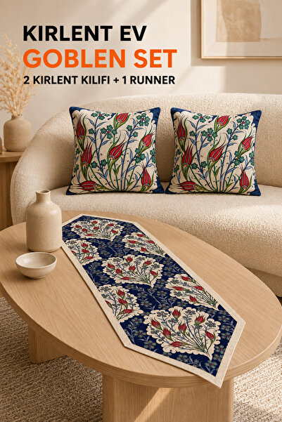 KIRLENT EV Tulips Tapestry Woven Runner and Tapestry Cover Set
