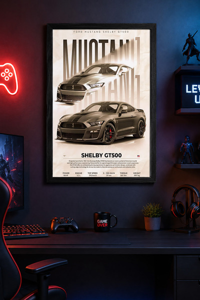 Charmbi Shelby GT500 Tablou modern de perete cu ramă neagră Poster cu finisaj...