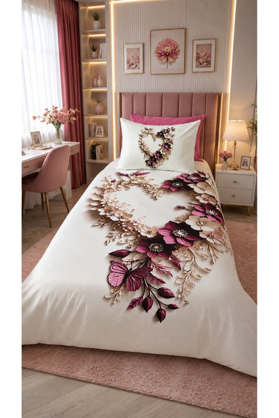 AYBERK HOME TEXTİLE İnci̇ 5D Digital Printed 100% Cotton Single Duvet Cover S...