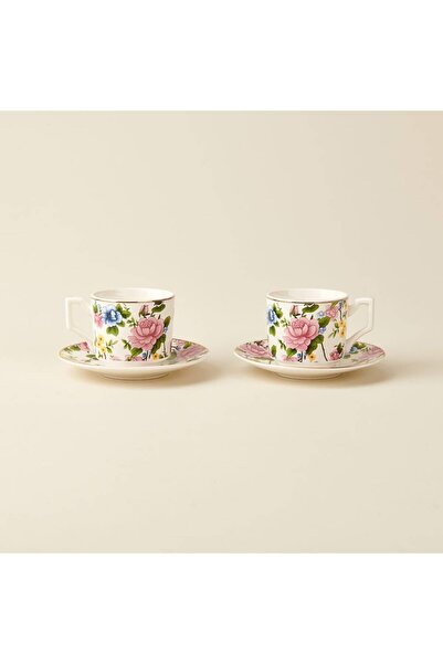 Coşev Rose Garden 4 Parça 2 Kişilik Kahve Fincanı - Renkli - 100 ml