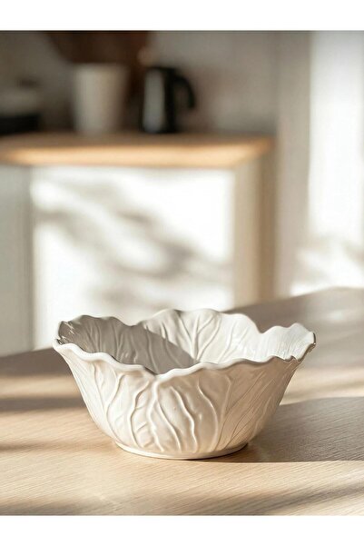 LC Waikiki Leaf Form Embossed Patterned Ceramic Bowl (W6)