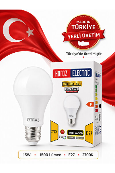 Horoz 15W E27 LED Ampul 1500 Lümen 2700K Günışığı Sarı Işık Enerji Tasarruflu...