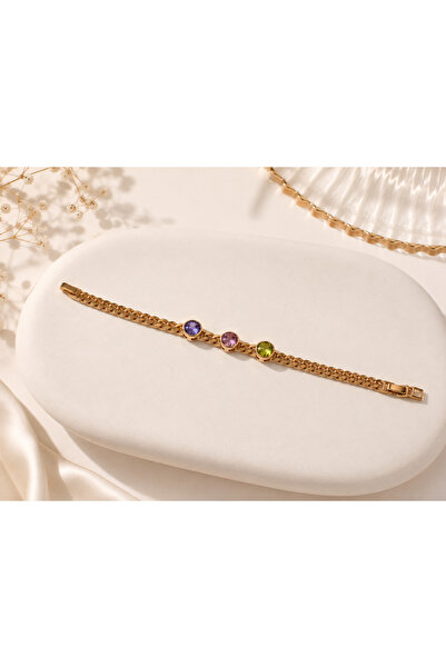 Archhazel Jewelery Rose Gold Steel Colorful Zircon Stone Gourmet Chain Women'...