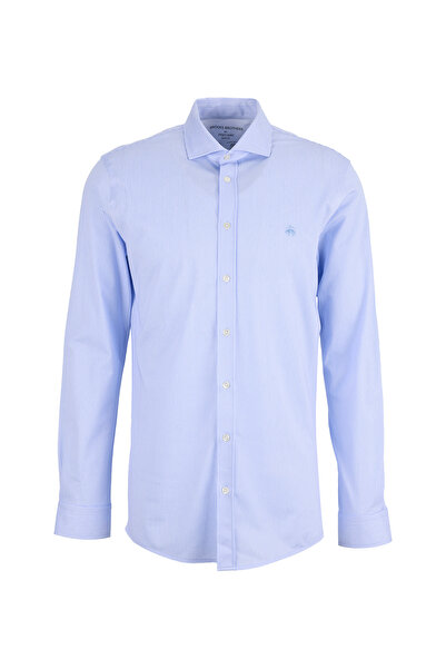 BROOKS BROTHERS Mavi Erkek İtalyan Slim Fit Çizgili Gömlek BBSS26MKN002