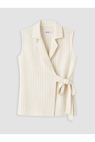 LC Waikiki Nevavm Double-Breasted Collar Striped Women's Classic Vest