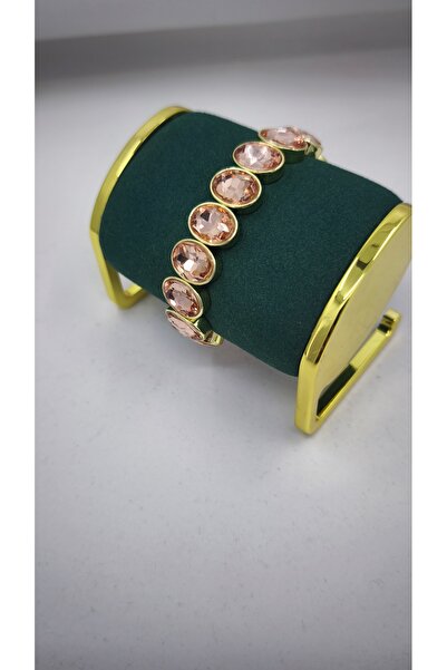 VOBEEYKU Oval Colored Crystal Stone Rubber Bracelet