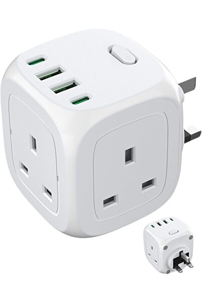 UrbanX URBANNX Plug Extension Adapter – 3 AC Outlets + 2 USB-A & 2 USB-C Port...