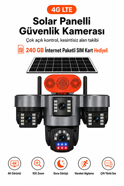 Ayers 240 GB İnternet Paketli SIM Kart Hediyeli 4K 4G LTE Solar Panelli Güven...