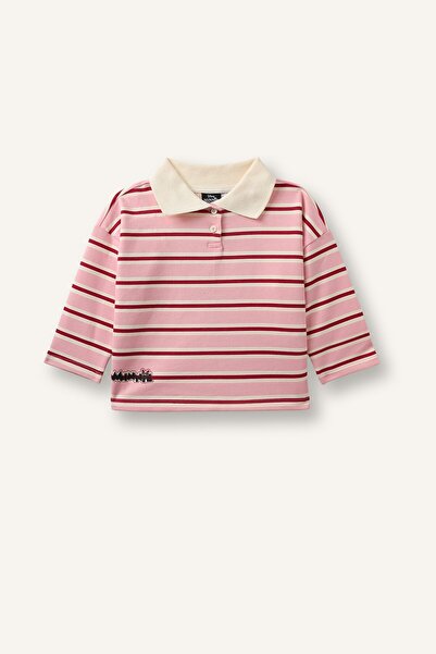 DeFacto Disney Mickey & Minnie Polo Collar Striped Sweatshirt Baby Girl I2158...