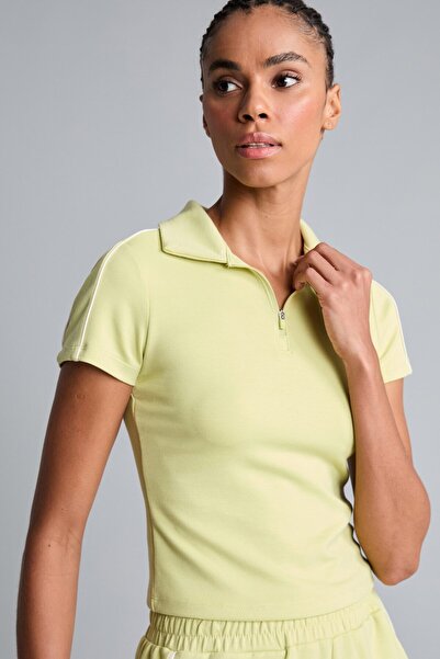 DeFacto Standard Fit Athlete Modal Short Sleeve Polo Light Green T-Shirt H976...