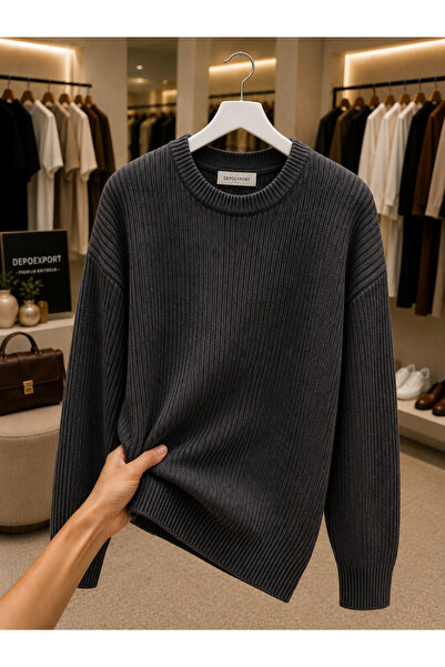 DepoExport Women's Premium Oversize Soft Crew Neck Knitwear Sweater