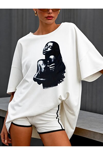 Generic Brand Black and White Woman Art,crew neck,premium cotton,100% cotton,...