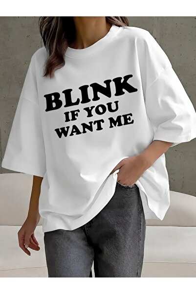Generic Brand BLINK IF YOU WANT ME Slogan,everyday essential,crew neck,100% c...