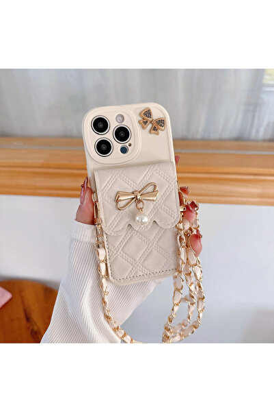 Choice40 iPhone17 Pro Max WHITE 3D Bowknot Crossbody Card Holder Wallet Phone...