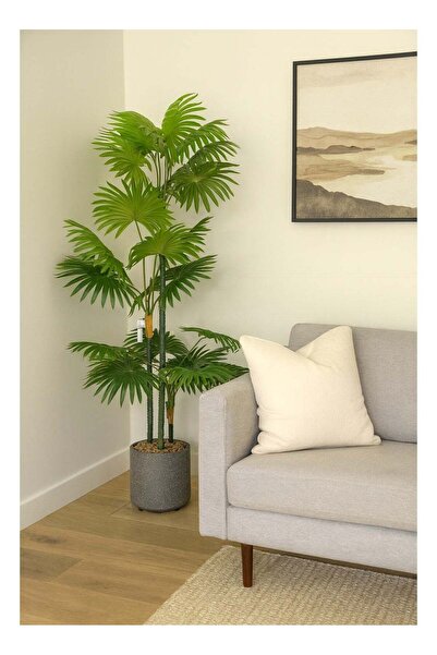 DRAMA HOME Decorative Artificial Palm Tree, 120 cm High – Natural Green Leave...