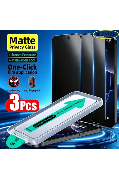 Choice8 iPhone 15 Pro Max 3 Pieces Matte Privacy Glass 3Pcs Matte Privacy Scr...