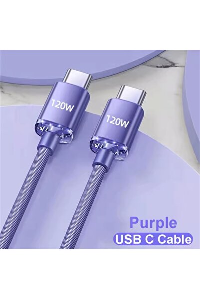Choice 1m Purple 120W Cable Super Fast Charging USBA To Type C To USBC Cable ...