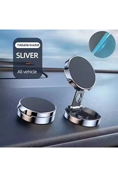 Choice1 Silver Round Folding Magnetic Car Holder 360 Degree Rotatable Mobile ...
