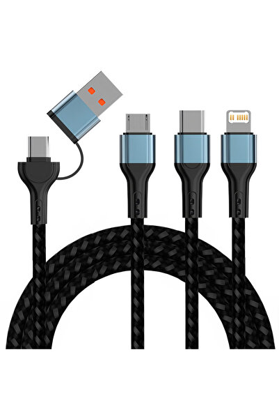 Choice Black 3 in 2/4 in 1 240W Fast Charging Cord for Micro USB Type C Charg...