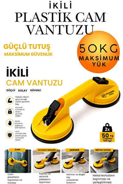 KAYRA LEATHER CRAFT Çiftli Plastik Cam Vantuzu Vakumlu Fayans Araç Tutucu Taş...