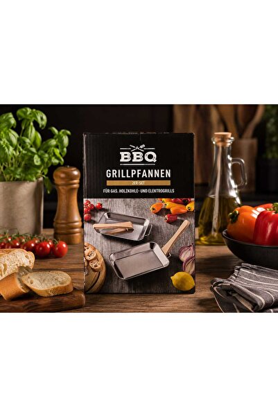 BBQ Set of 2 grill trays – with wooden handles