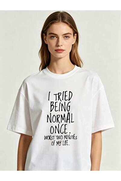 kai22 2026 Summer New Women's Round Neck I TRIED BEING NORMAL ONCE Text Print...