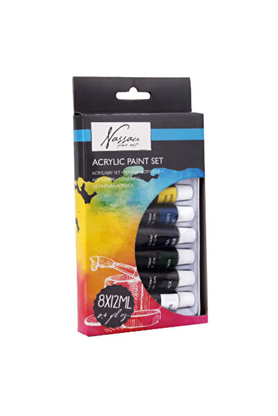 Nassau fine art Vopsea acrilică, Nassau Fine Art, 12 ml/tub, 8 culori