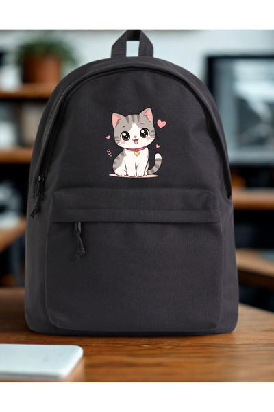 dompulerimoda Cute Cat School, Lecture, Course, Classroom Unisex Black Backpack