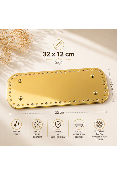 Kanguroom Bright Yellow Bag Base 32 × 12 cm – Pre-Drilled, with 4 Metal Legs