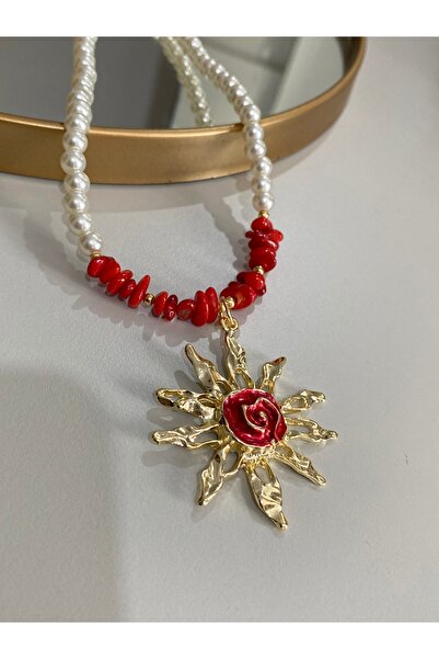 Tılsım Bijuteri White Sun Detailed Necklace with Pearls