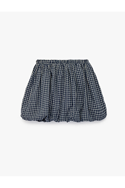 Koton Elastic Waist Cotton Plaid Balloon Skirt