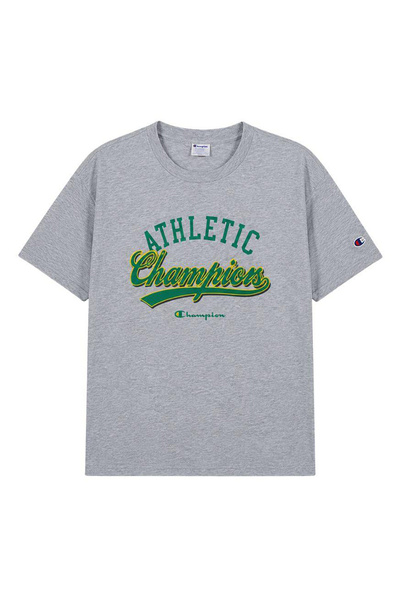 Champion 222392-EM021 Crewneck T-Shirt Gri Yuvarlak Yaka Düz Erkek T-Shirt
