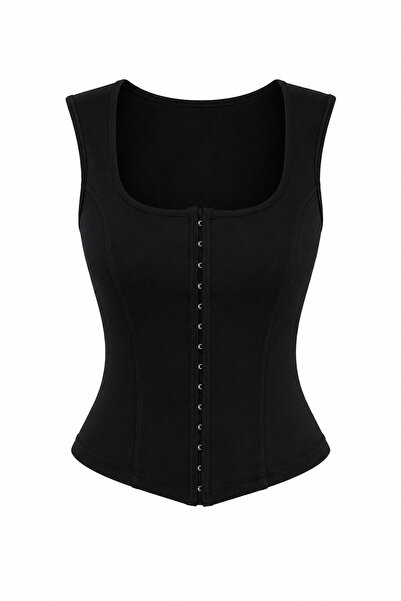 Özge Özgenç U-Neck Snap Button Blouse