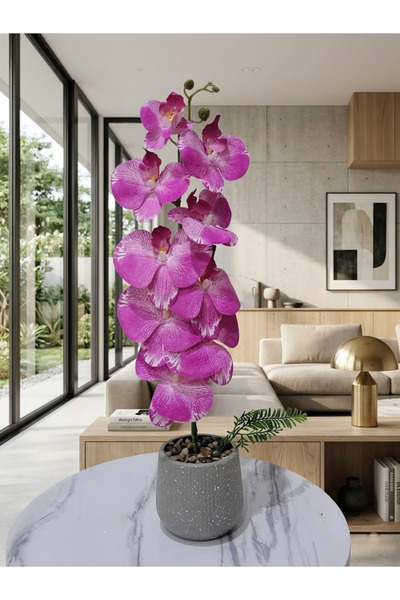 co arma Artificial Orchid Flower with Glass Vase Beautiful and Exquisite Shap...