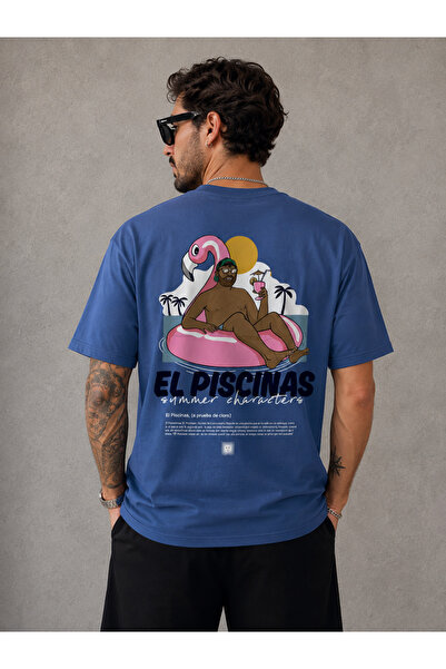 SOFT AURA Unisex Indigo Oversize T-Shirt El