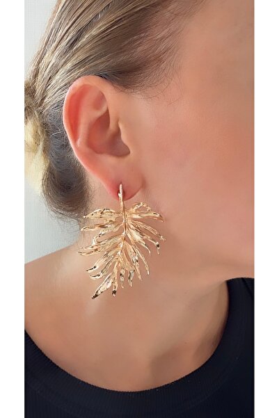 VNS Accessories Large Leaf Earrings (6.5 cm)