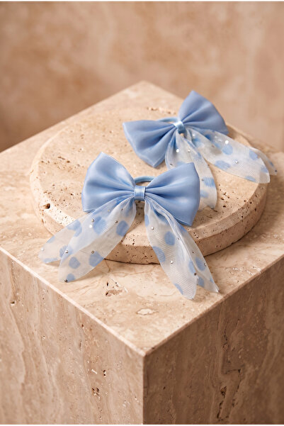 Katia&Bony Girl's Heart Bow 2-Piece Rubber Buckle Blue
