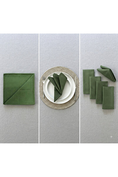 Metasupla American Service, Set of 6 Special Stitched Fabric Napkins Green, C...