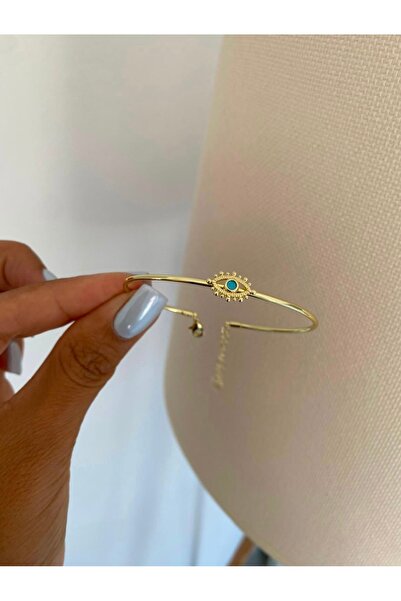 Bade Jewelry Fd Vip Gold Blue Enamel Eye Detail Anti-Tarnish Steel Stylish Cr...