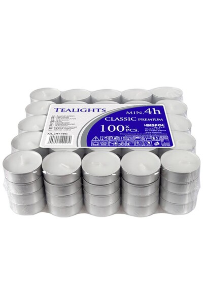 BISPOL Set 2 x 100 Lumanari Pastila Albe, 4 Ore