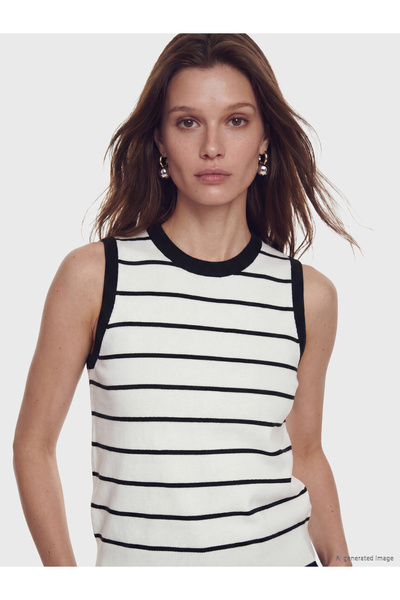 LC Waikiki Crew Neck Striped Women's Knitwear Sweater Vest