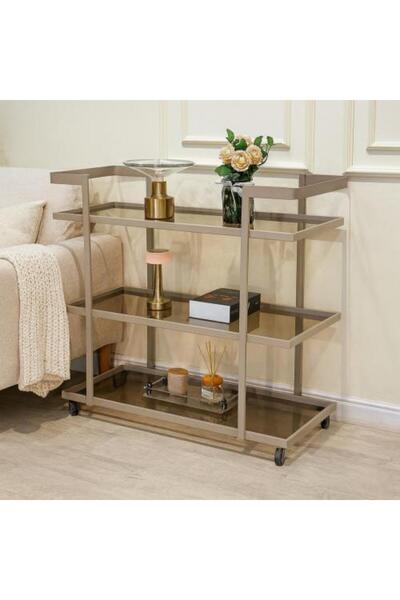 TELAL AL SHIFA Champagne trolley with brown glass top 100x40x90