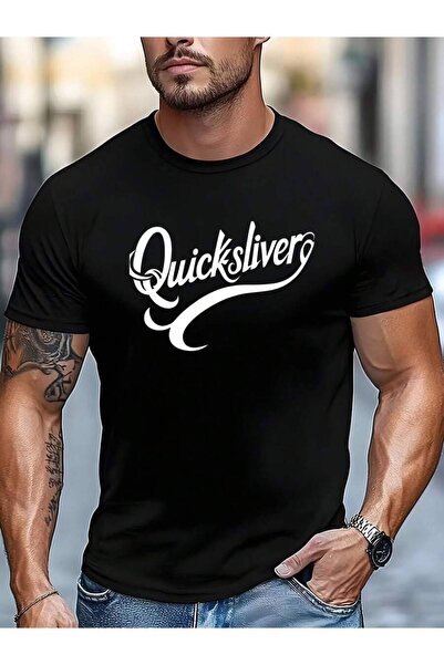 kai22 Men's Logo Print T-Shirt - Qui Letter Design, Minimalist Comfortable Fi...