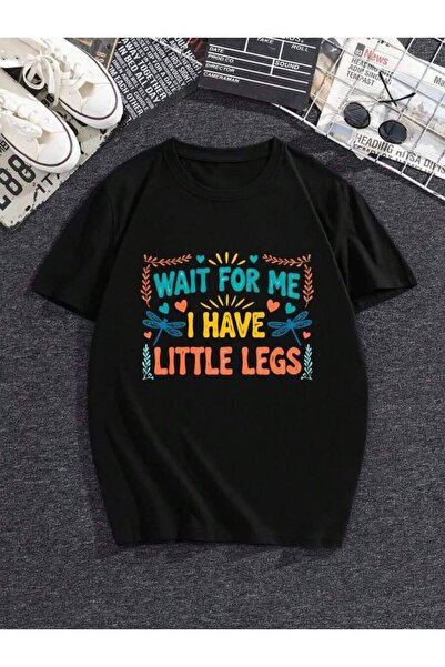2BIR Plus Size Women's Black "Wait For Me I Have Little Legs" Text Print Crew...