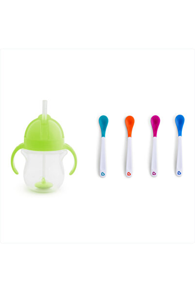 Munchkin Click-Lock Tip Straw Training Cup, 6 Months+, 207ml, Green and Heat ...