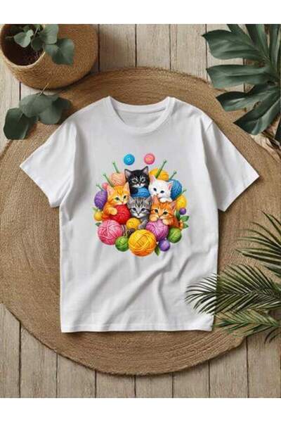 kai22 Women's Vintage Floral Cat Graphic T-Shirt, Crew Neck Short Sleeve Mult...
