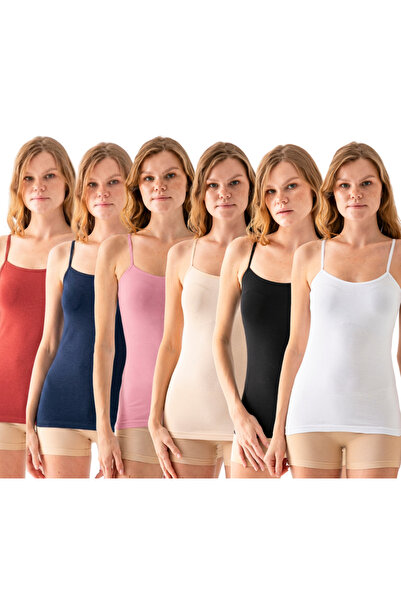 OLİZZA Women's 6-Color Thin Strap Body-Hugging Cotton Soft Textured Lycra Und...