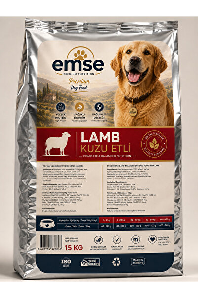 EMSE KUZU ETLİ KÖPEK MAMASI 15 KG KALİTELİ EKONOMİK